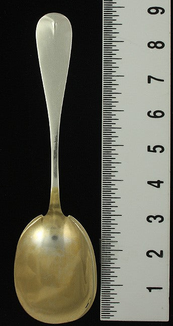 Antique 1850s American Coin Silver Gold Wash Bright Cut Berry Serving Spoon