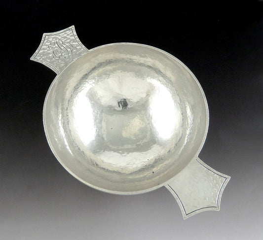 Marshall Fields Sterling Silver Arts Crafts Hand Hammered Double Handle Bowl