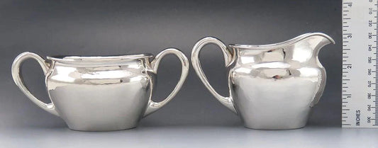Vintage Arts & Crafts Hand Hammered Sterling Silver Lebolt Sugar Creamer Tray
