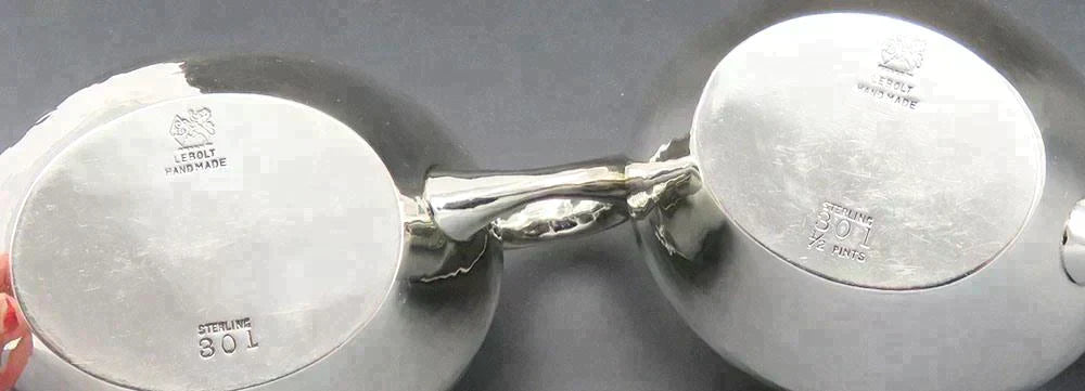 Vintage Arts & Crafts Hand Hammered Sterling Silver Lebolt Sugar Creamer Tray