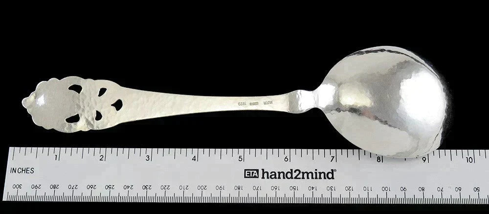 Vintage 1920 Hand Hammered Norwegian 830S Silver Serving Spoon 9 3/4"