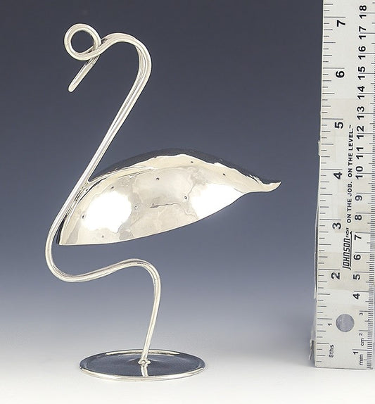 1940s Folk Art Hattie Gorney Sterling Silver Flamingo Toothpick Holder Figurine