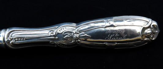 Rare c1850 Albert Coles Coin Silver Jenny Lind Engraved Ice Cream Slice Knife