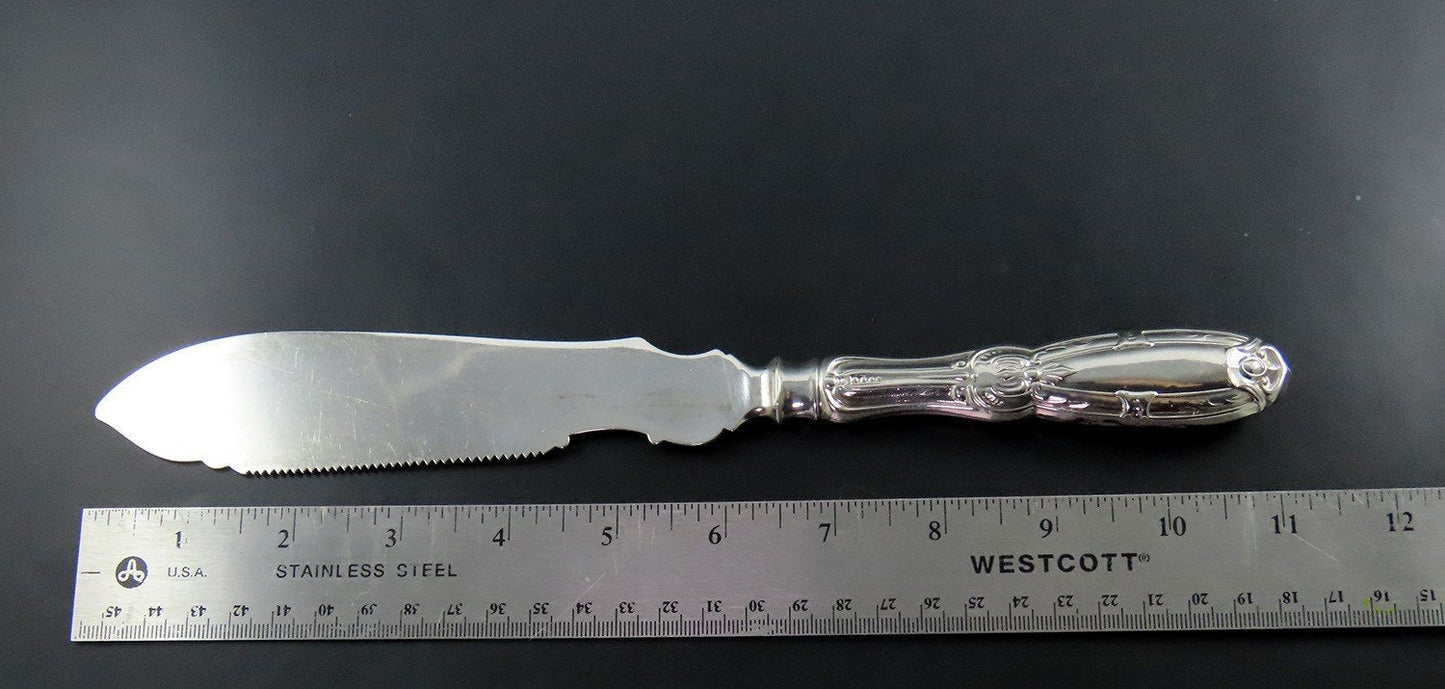 Rare c1850 Albert Coles Coin Silver Jenny Lind Engraved Ice Cream Slice Knife
