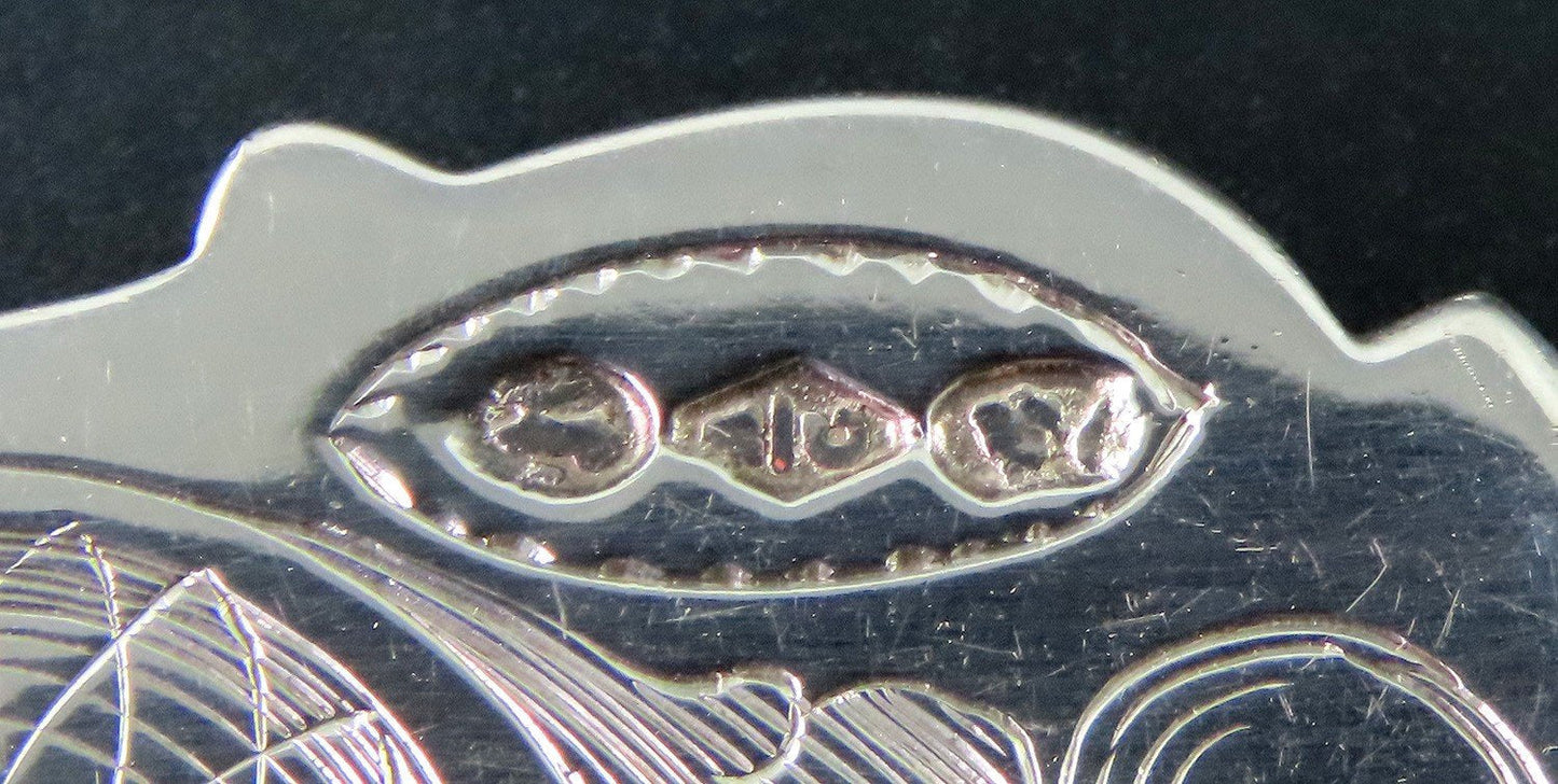 Rare c1850 Albert Coles Coin Silver Jenny Lind Engraved Ice Cream Slice Knife