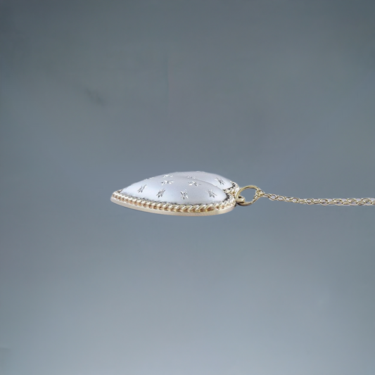 Dazzling 14k White and Yellow Gold & Diamond Heart Necklace Pendant w/ Chain