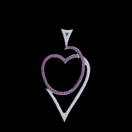 Gorgeous 18k White Gold ~1.43ct Diamond ~2ct Ruby Open Heart Pendant Earring Set