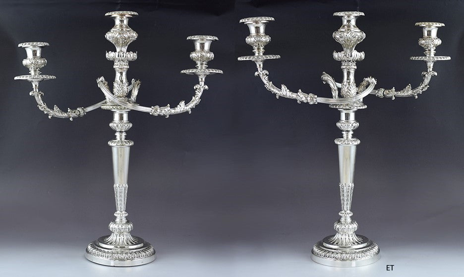 English 1786 Matthew Boulton Sterling Silver Convertible Candelabra Candlesticks