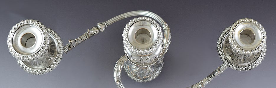English 1786 Matthew Boulton Sterling Silver Convertible Candelabra Candlesticks
