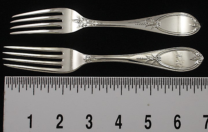 12 Antique Gorham c1855 Olive Pattern Coin Silver Forks 7"