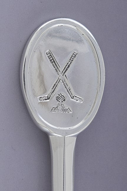 Fine set 12 English Sterling Silver Golf Club & Ball Demitasse Spoons