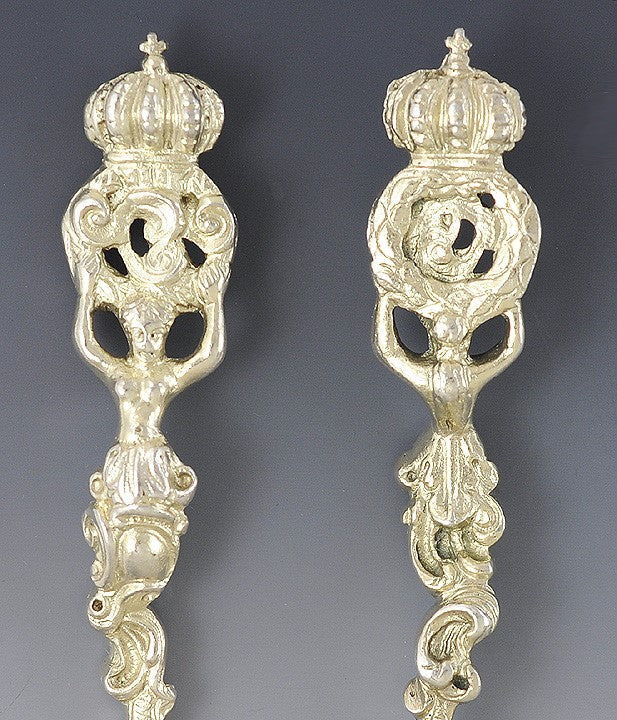 4 Antique Art Nouveau Gilt German Silver Crown Apostle Style Spoons