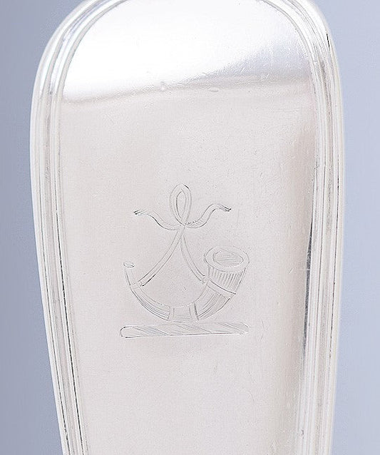 1829 Georgian English Sterling Silver Fiddle Thread Stuffing / Serving Spoon