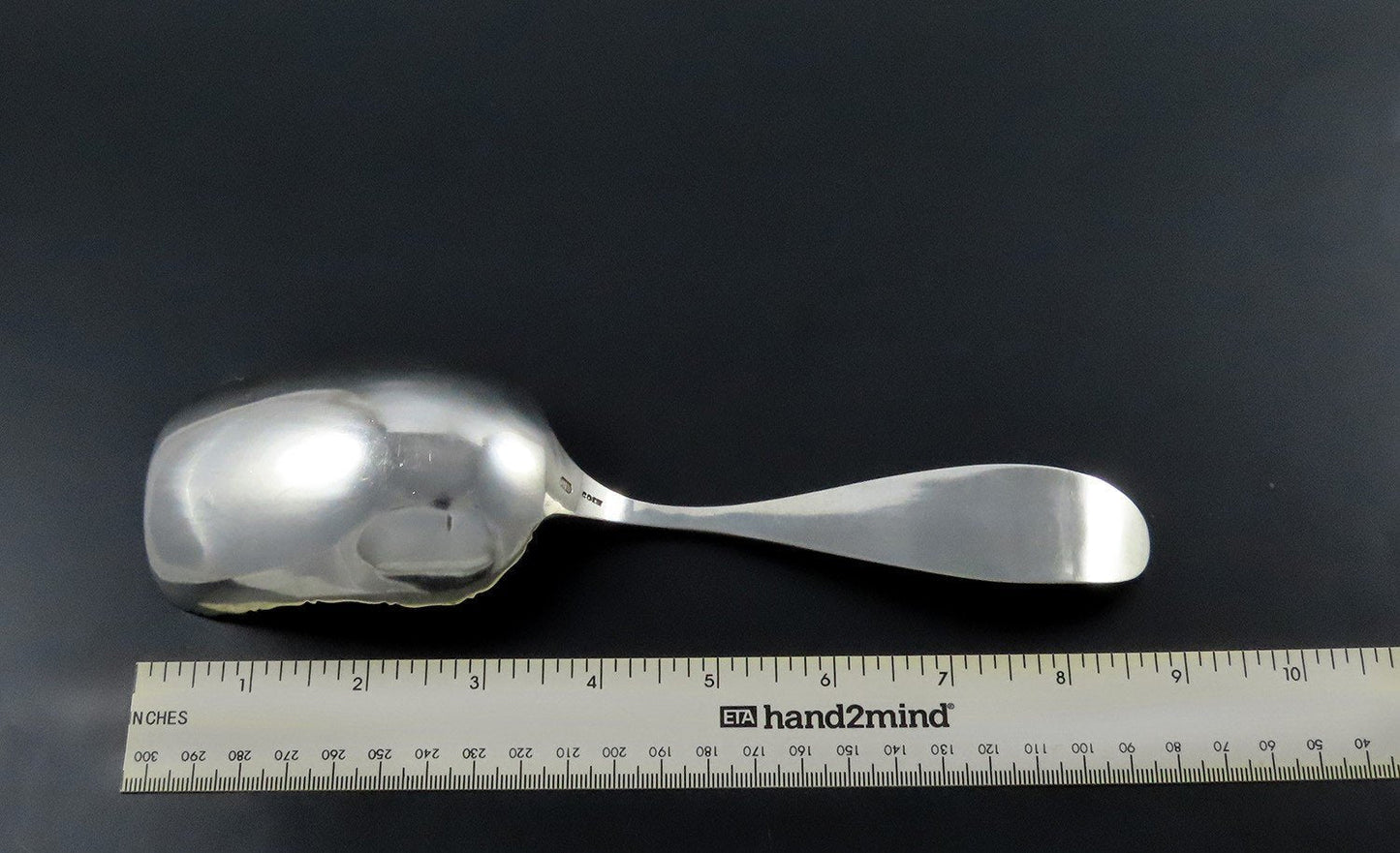 1850s James Watts Coin Silver Cracker Scoop Great Engravings 8 7/8 Inches