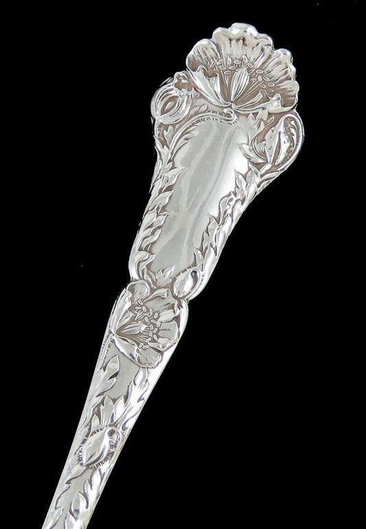 Antique Art Nouveau Sterling Silver Gorham Poppy 1902 Serving Fork NO MONO