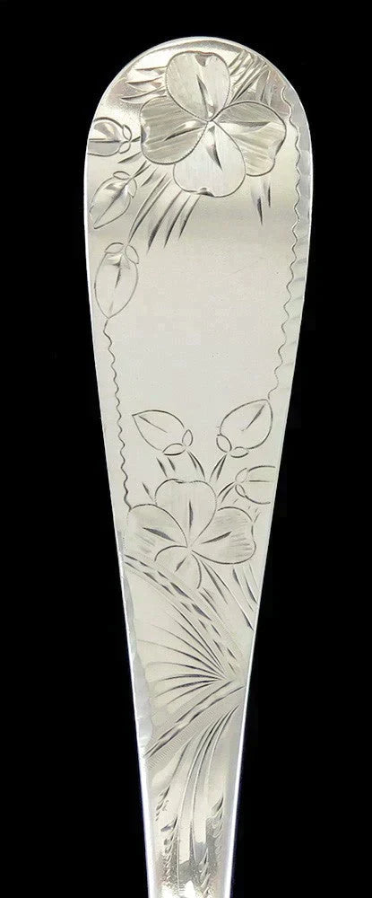 Antique Sterling Silver Towle Clover 1887 Engraved Soup or Punch Ladle 12 3/4"