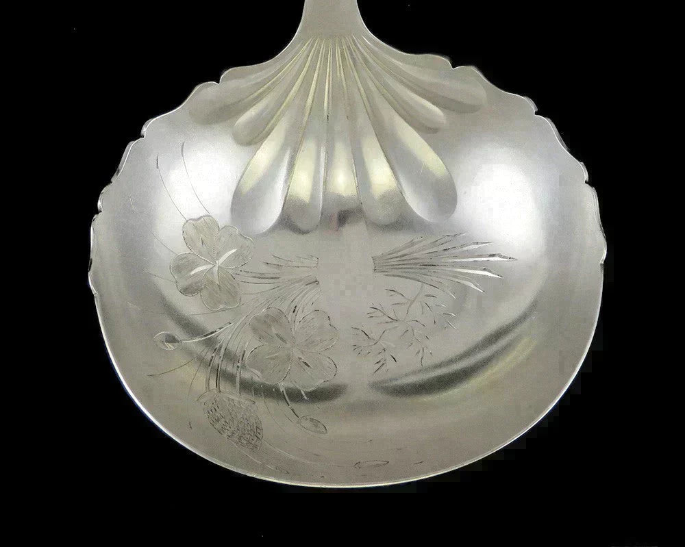 Antique Sterling Silver Towle Clover 1887 Engraved Soup or Punch Ladle 12 3/4"