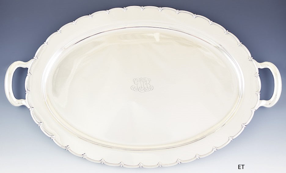 c1907-1947 Impressive Tiffany Co Sterling Silver Oval Serving Tray