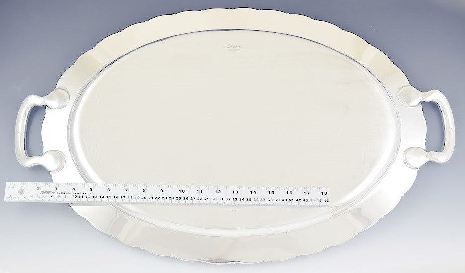 c1907-1947 Impressive Tiffany Co Sterling Silver Oval Serving Tray