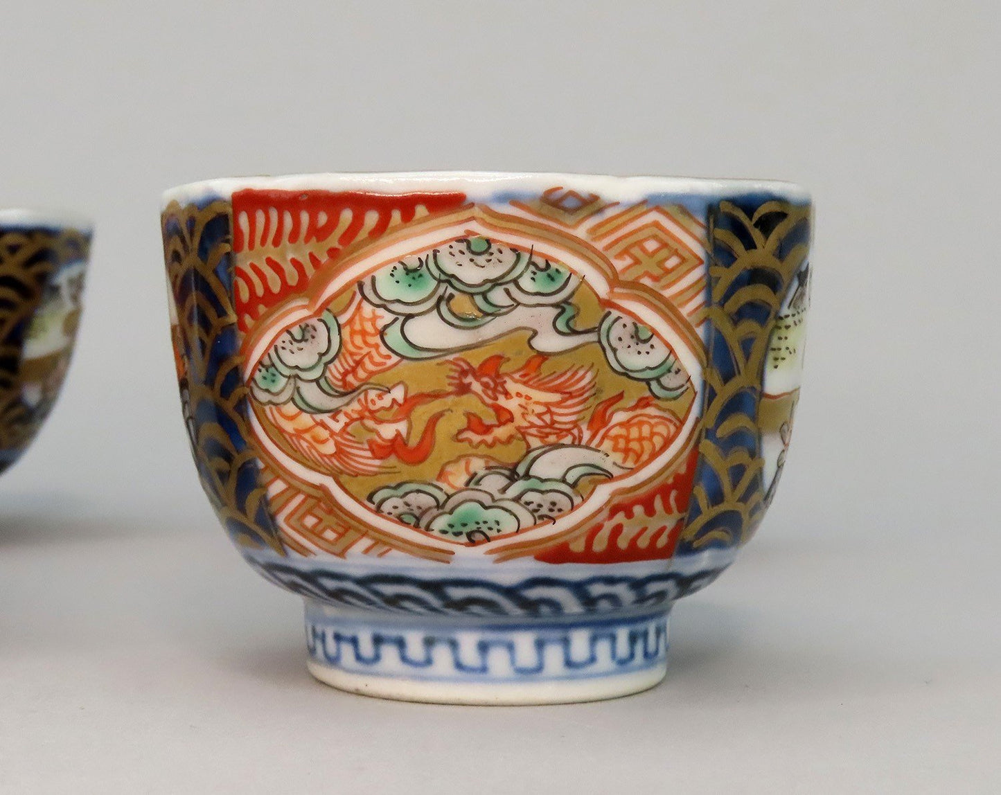 Mid 1800s Antique 10 Japanese Imari Small Cups 2 1/8 in Diameter