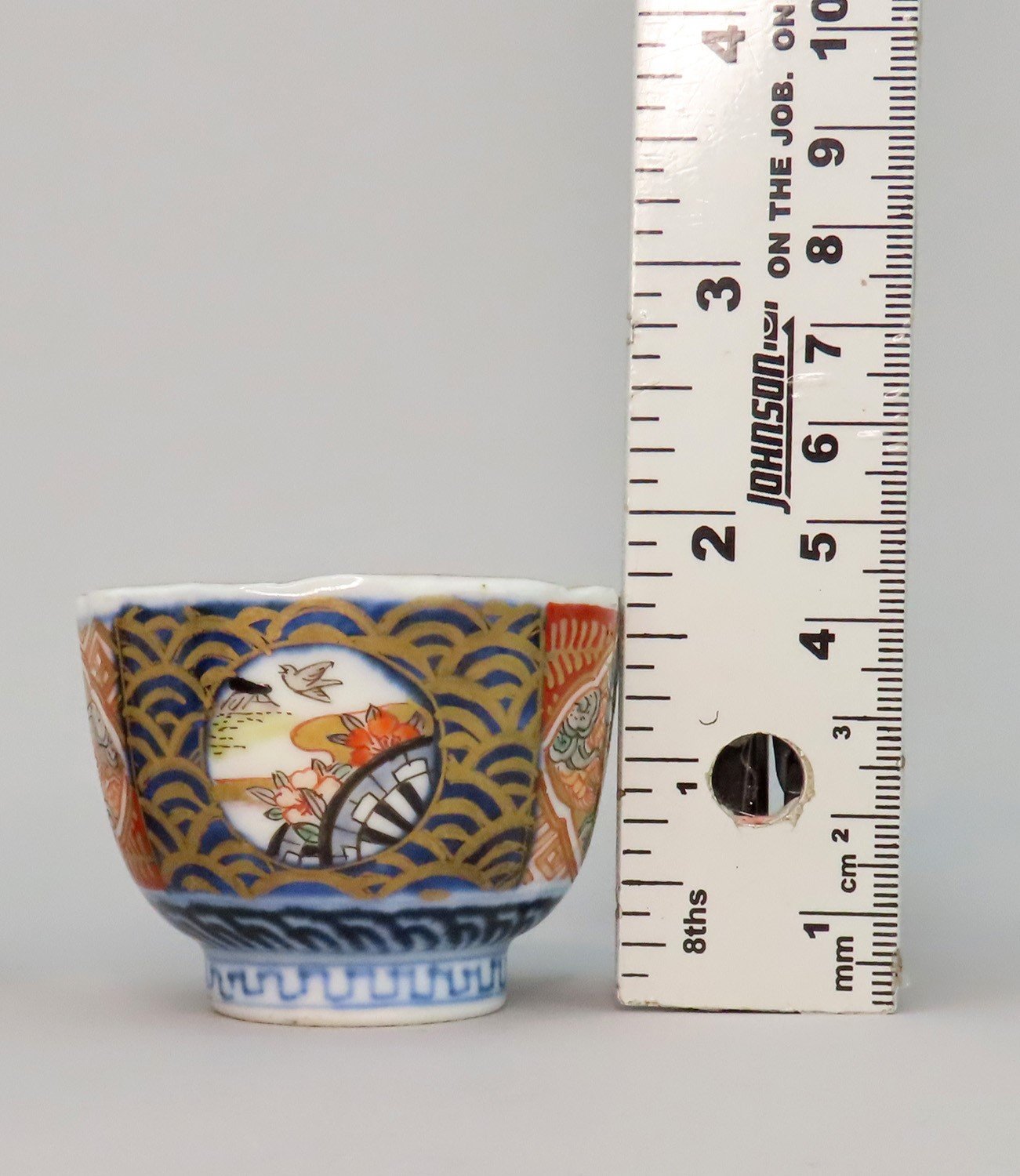 Mid 1800s Antique 10 Japanese Imari Small Cups 2 1/8 in Diameter