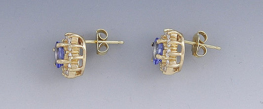 Stunning & High Quality Pair 14k Gold Tanzanite ~.50ct Diamond Earrings