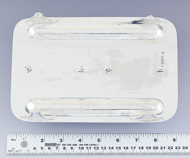 1892 Superb English Sterling Silver Double Partners Inkwell Stand