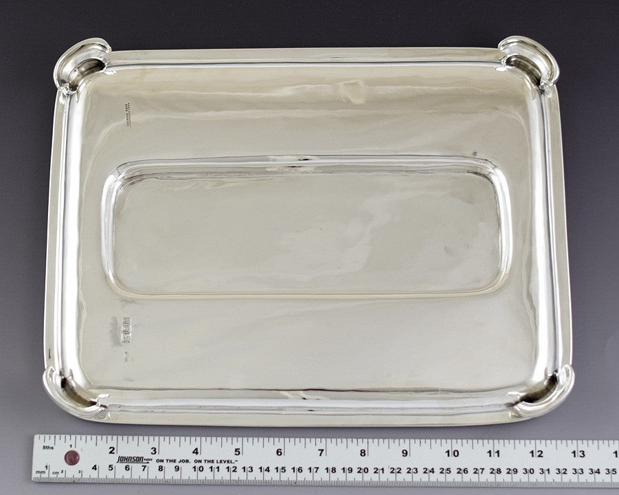 1916 English Crichton Sterling Silver Queen Anne Style Standish Inkwell Set
