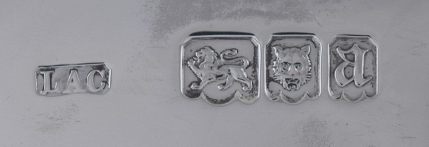 1916 English Crichton Sterling Silver Queen Anne Style Standish Inkwell Set