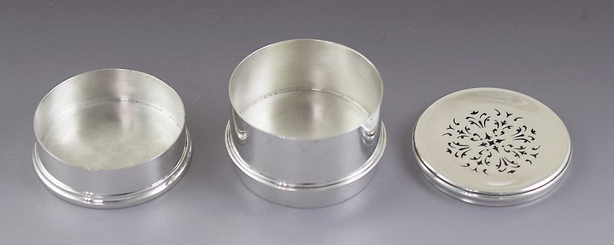 1916 English Crichton Sterling Silver Queen Anne Style Standish Inkwell Set