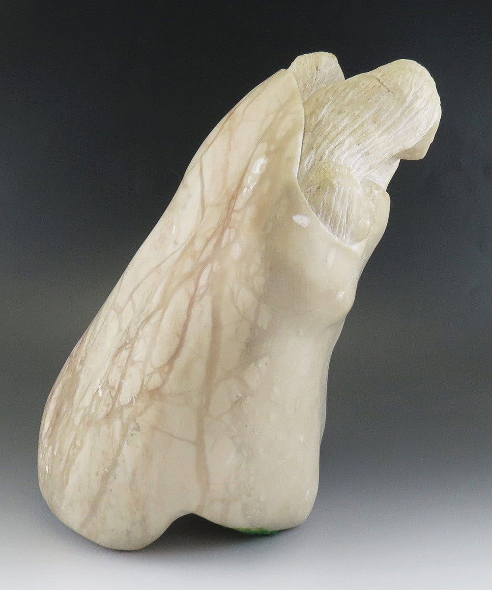 Alabaster Carving of Native American Mother and Babies by Robert Garcia Signed