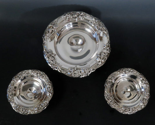 Antique Art Nouveau Redlich Sterling Silver 3 Tazzas Compotes 1 Large 2 Medium