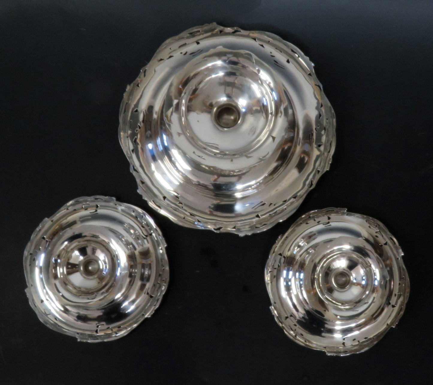 Antique Art Nouveau Redlich Sterling Silver 3 Tazzas Compotes 1 Large 2 Medium