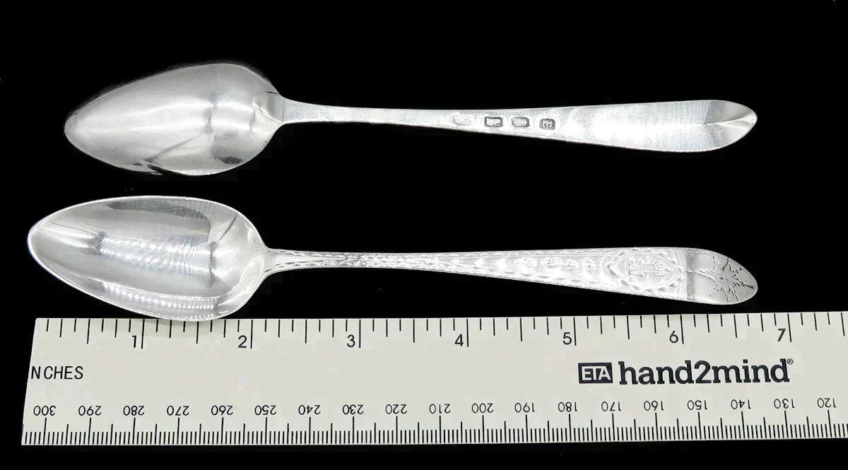 12 1801 Sterling Silver Irish Star Dessert or Place Spoons w Hopkins Crest