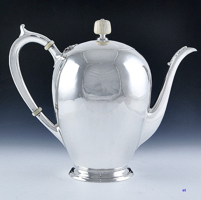 Antique c1920 Arthur Stone Assc. Sterling Silver Rounded Tea Coffee Pot