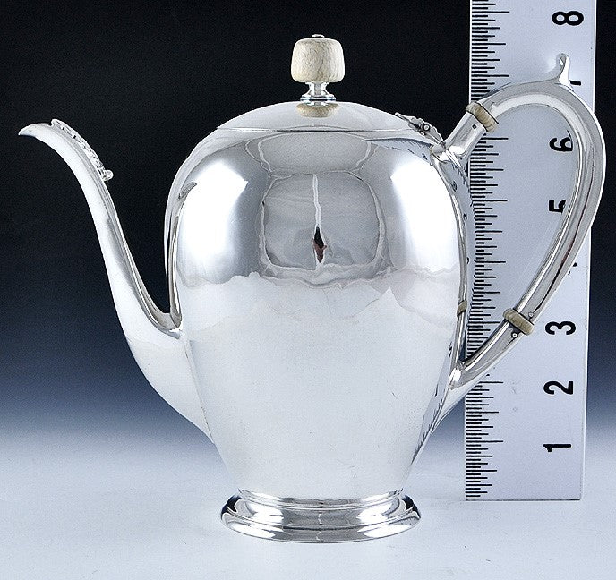 Antique c1920 Arthur Stone Assc. Sterling Silver Rounded Tea Coffee Pot