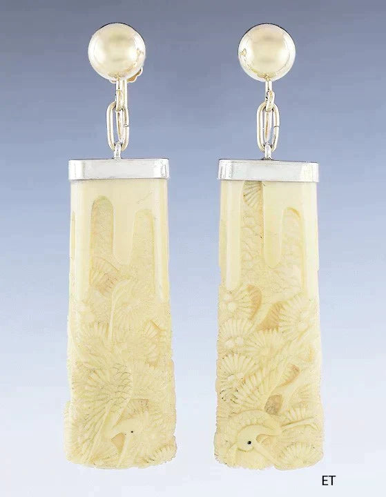 Lovely late 1800s/early 1900s 14k Gold & Silver Birds w/ Flowers Earrings