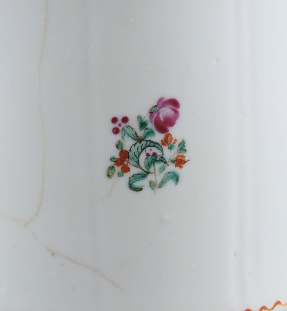 c1790 Chinese Export Porcelain White and Rose Floral Teapot