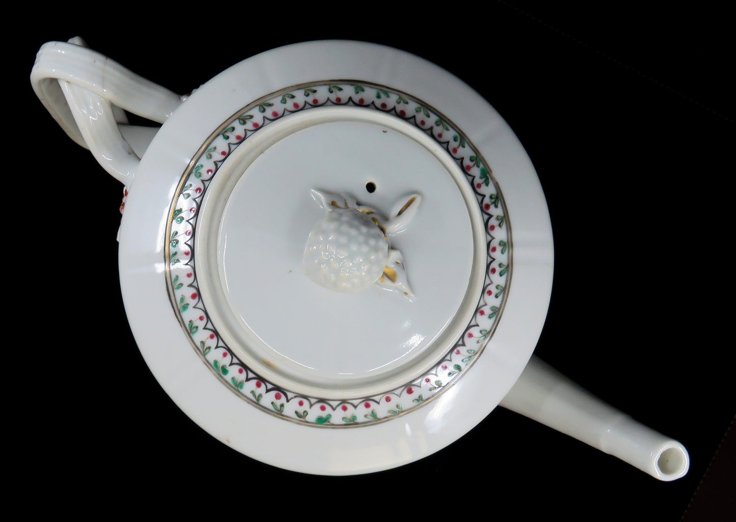 c1790 Chinese Export Porcelain White and Rose Floral Teapot