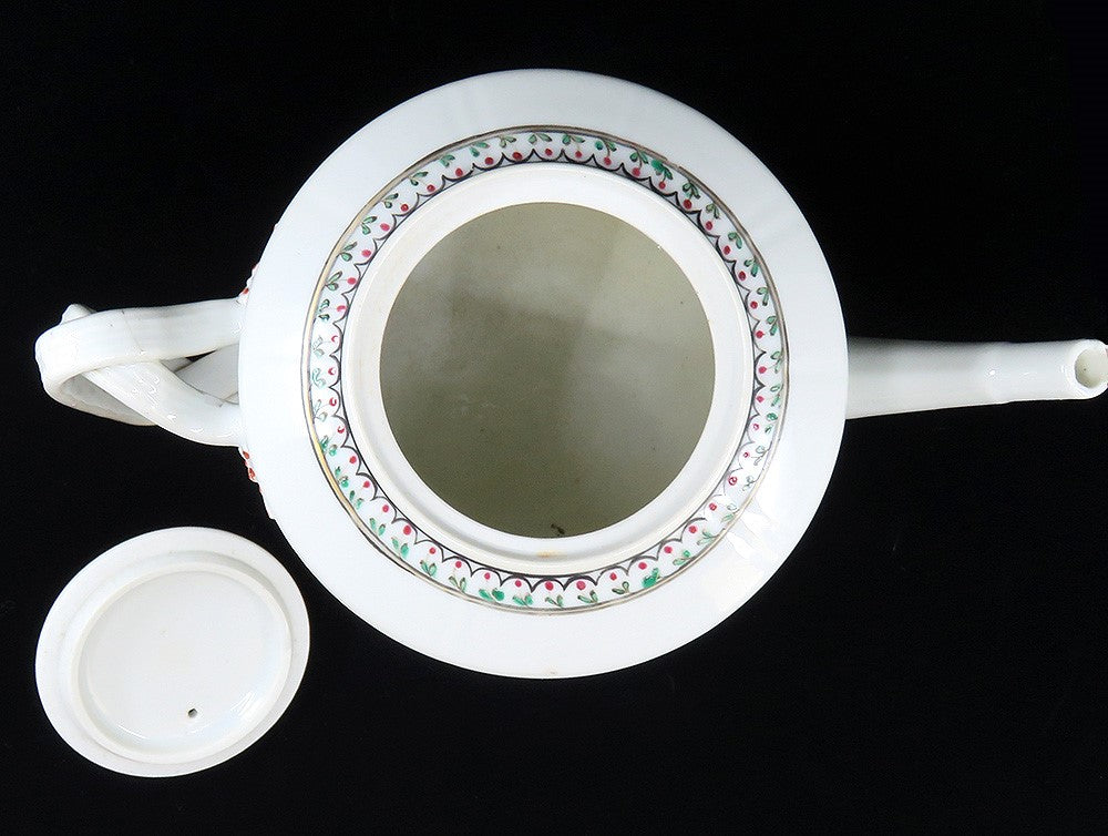 c1790 Chinese Export Porcelain White and Rose Floral Teapot