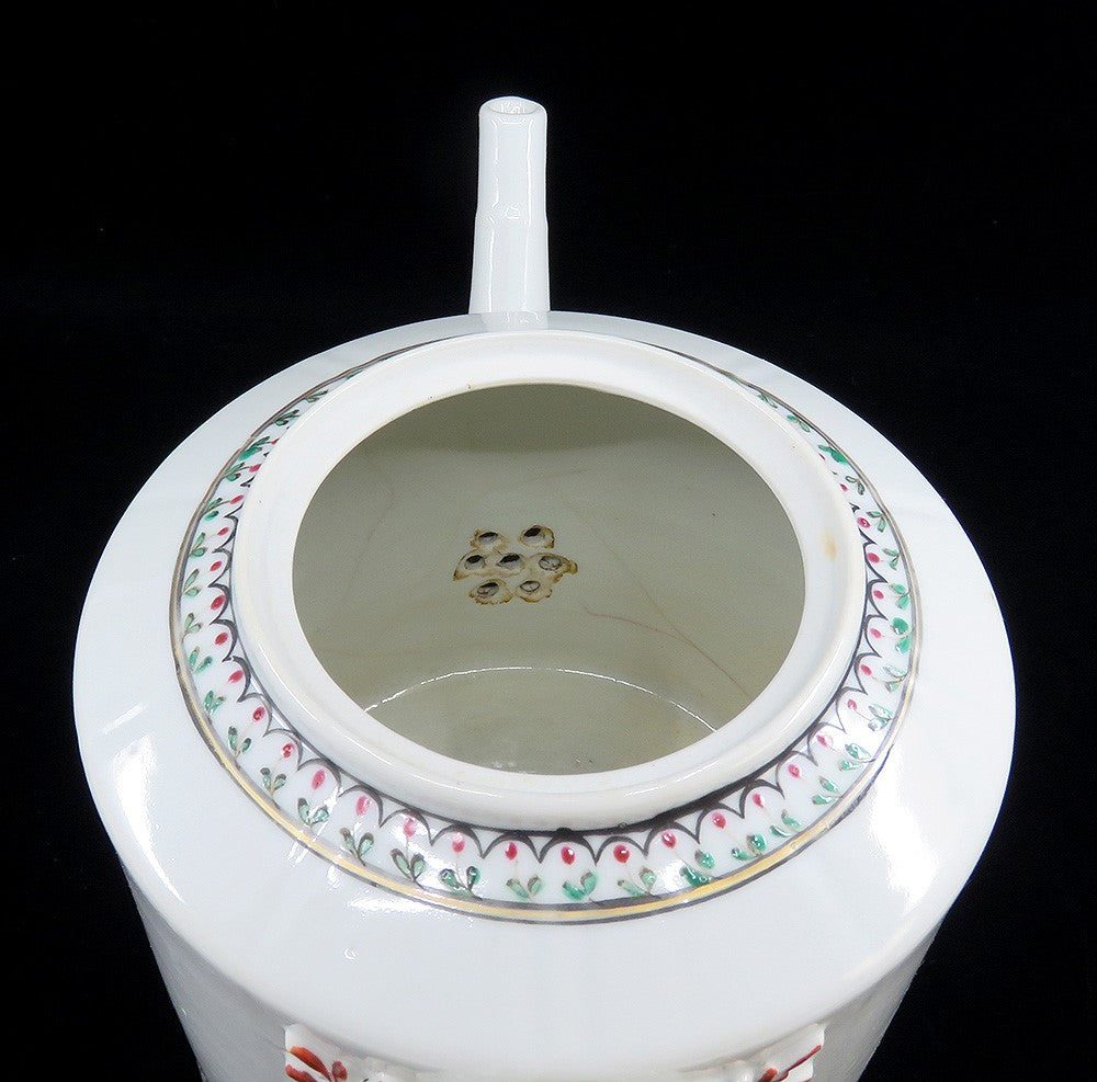 c1790 Chinese Export Porcelain White and Rose Floral Teapot
