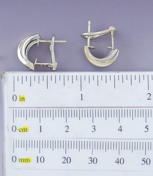 Pair Nice Quality Modern Italian 14K Gold 2-Tone Earrings