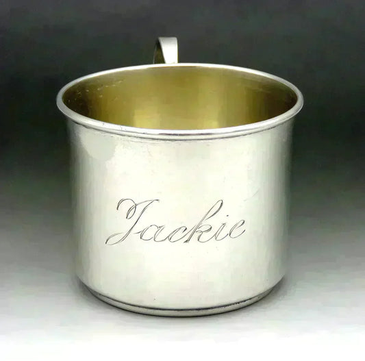 Mexican Sterling Silver Paul Revere Style Mug Cup 'Jackie' Mono