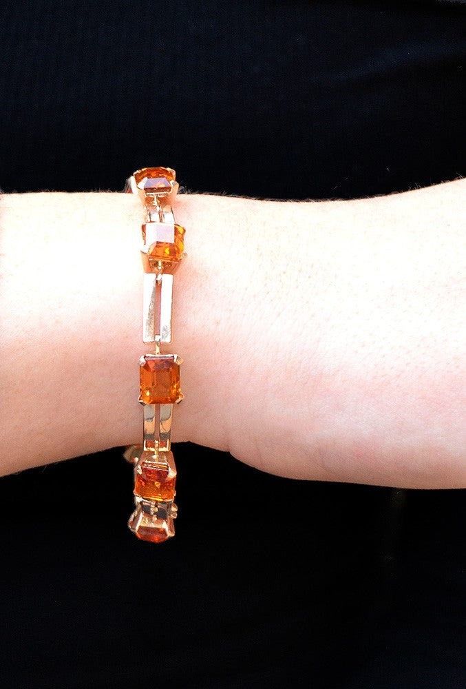 Stunning Retro 18k Rose Gold ~17ct Citrine Bracelet