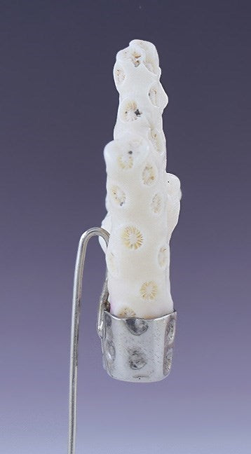 Lydia Roca Peruvian Natural White Coral & 18K White Gold Stickpin