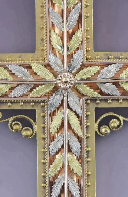 Must See Antique Victorian 14k Rose and Yellow Gold Multi Tone Cross Pendant