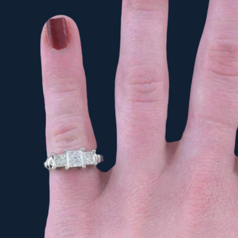 Superb Quality Platinum & 1.52ct Three Stone Diamond Ring
