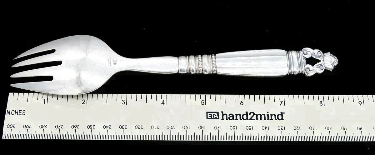 Danish Mid Century Modern Sterling Silver Georg Jensen Acorn Serving Fork 8 3/8"