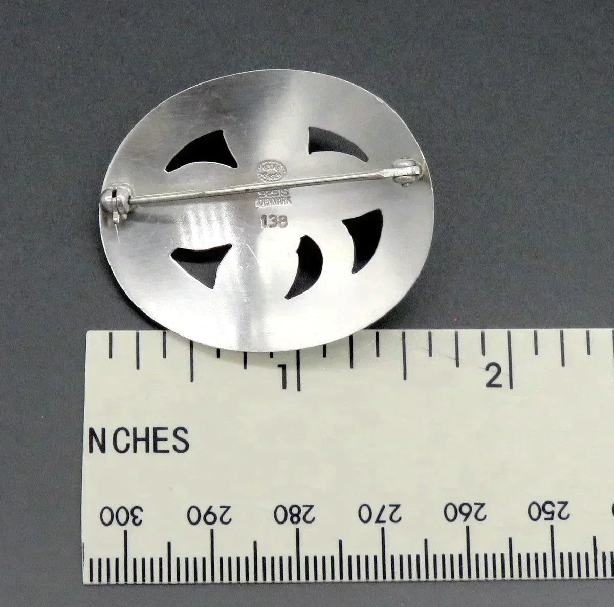 Mid Century Danish Georg Jensen Sterling Silver #138 Oval Flower Pin Brooch
