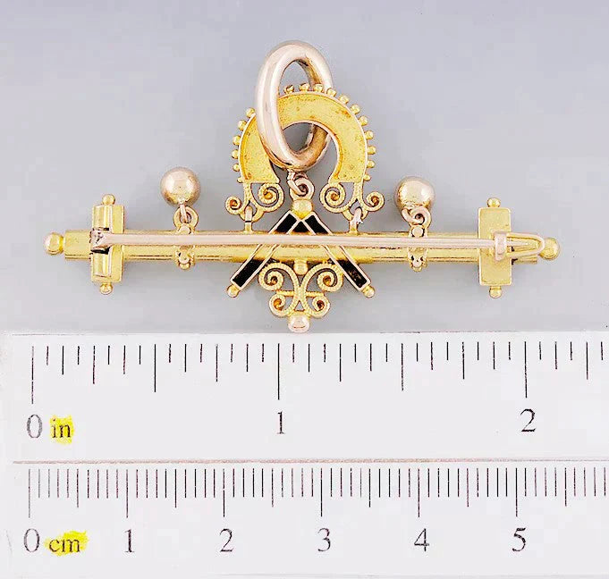 c1860s-1870s Fabulous 14k Gold Victorian Etruscan Revival Bar Pin/Brooch